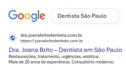 Anúncio do consultório no topo da busca do Google